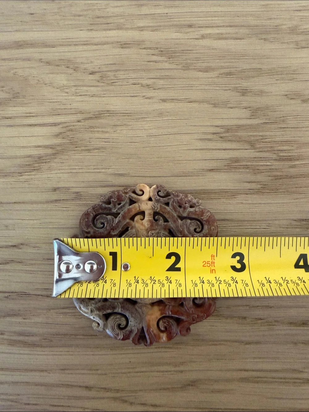 Hand-Carved Stone Thai  Decorative disc in Earthy Brown and Cream